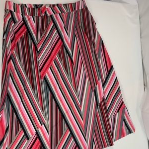 Christopher & Banks Pink Black Maxi White Skirt 1X